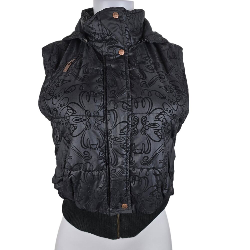 Cruel Girl  Black Filagree Hooded (Removable Hood) Women's Vest Jacket M